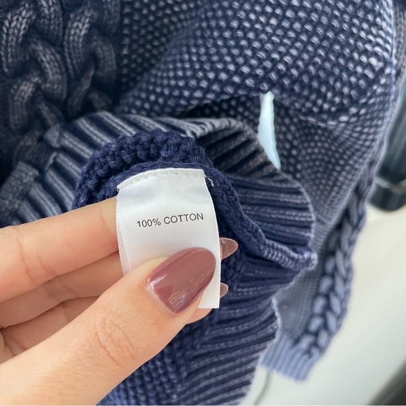 NWT House of Harlow 1960 Navy Cableknit Mockneck Sweater - Picture 2 of 5